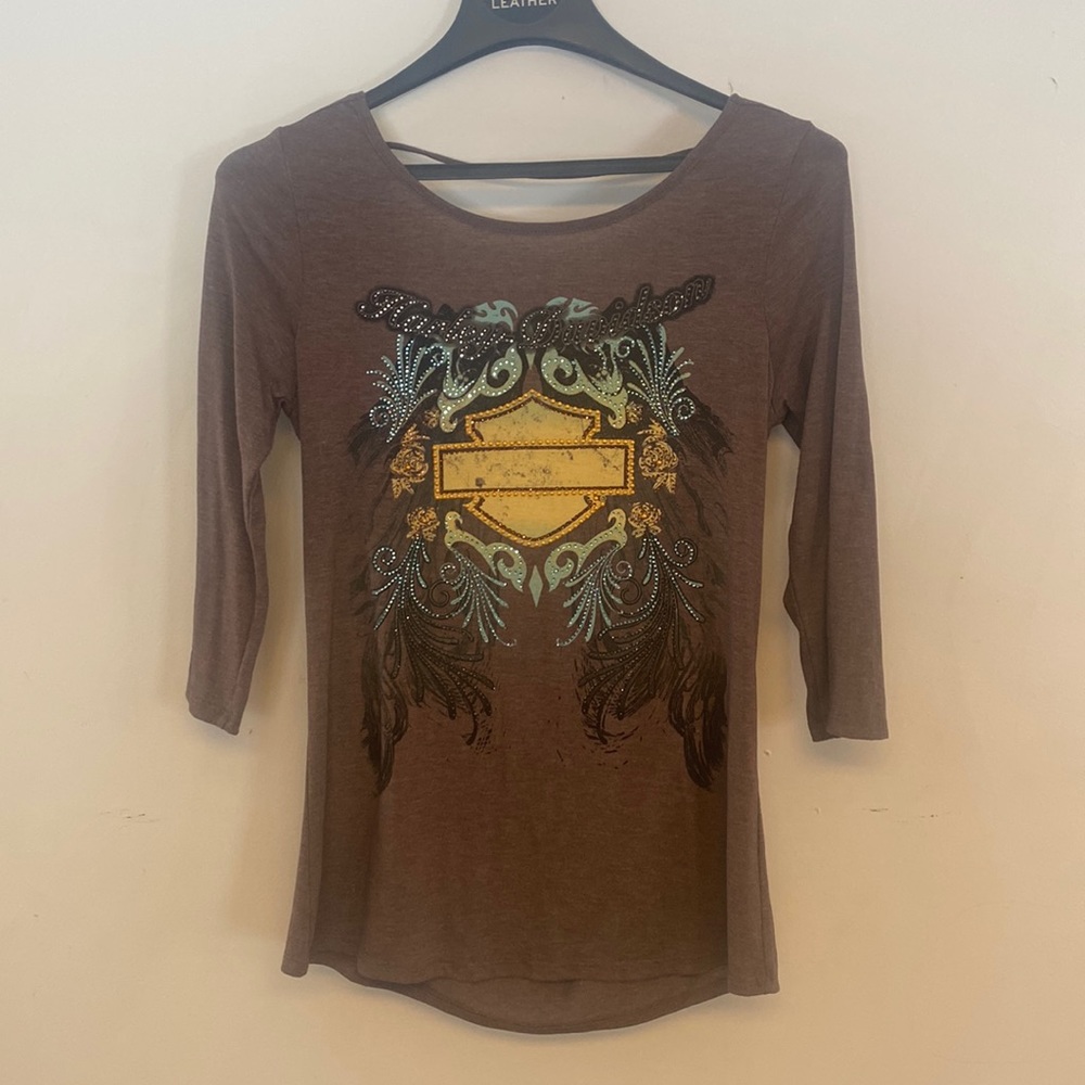 3/4 length sleeves Harley Davidson Top. L